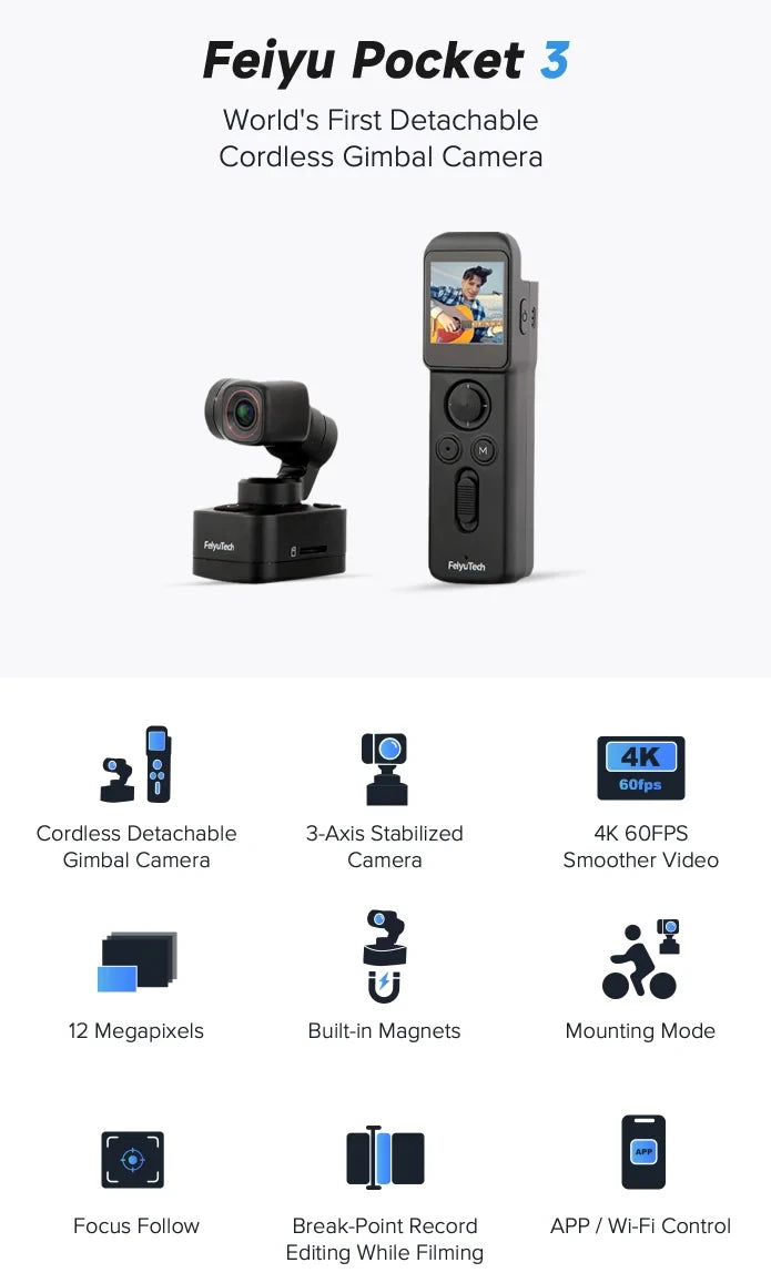 Caméscope d'action de poche 4K 1080P