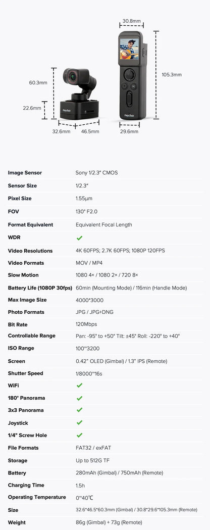 Caméscope d'action de poche 4K 1080P
